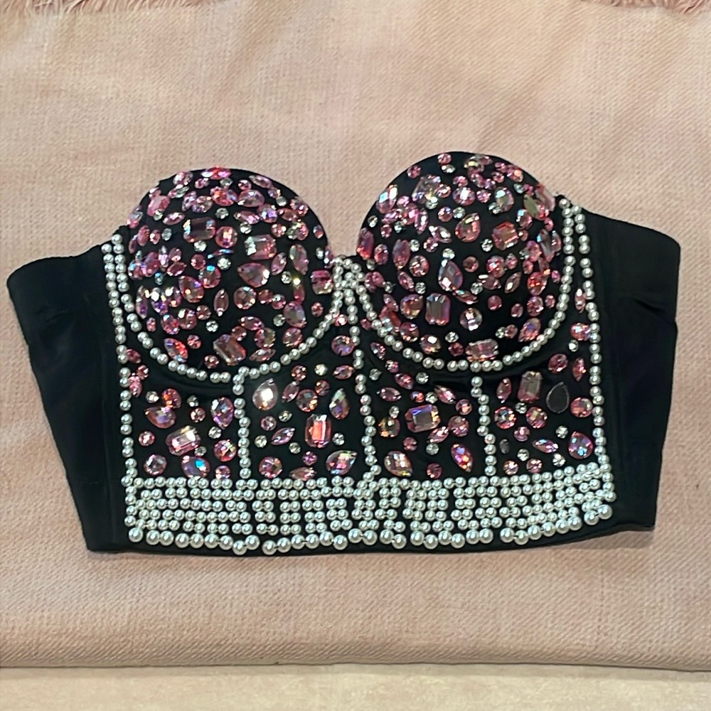 Bustier with rhinestones